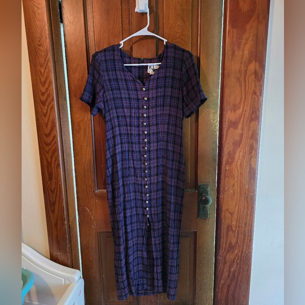 Blue Maxi Sundress with Crew Neck and Short Sleeves